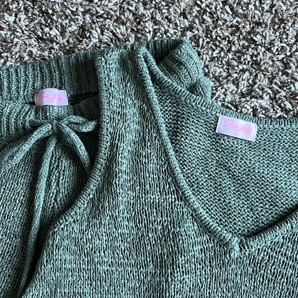 Pink Lily Wonder Often Knit Matching Set -Tank and Shorts - Sage - Picture 5 of 5